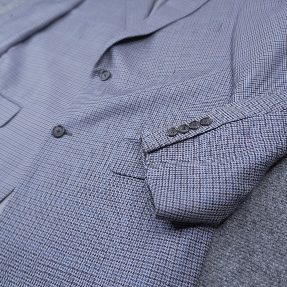 Tasso Elba Blazer Mens R40 Grey Blue Houndstooth Wool Blend Sport Coat TS72B09